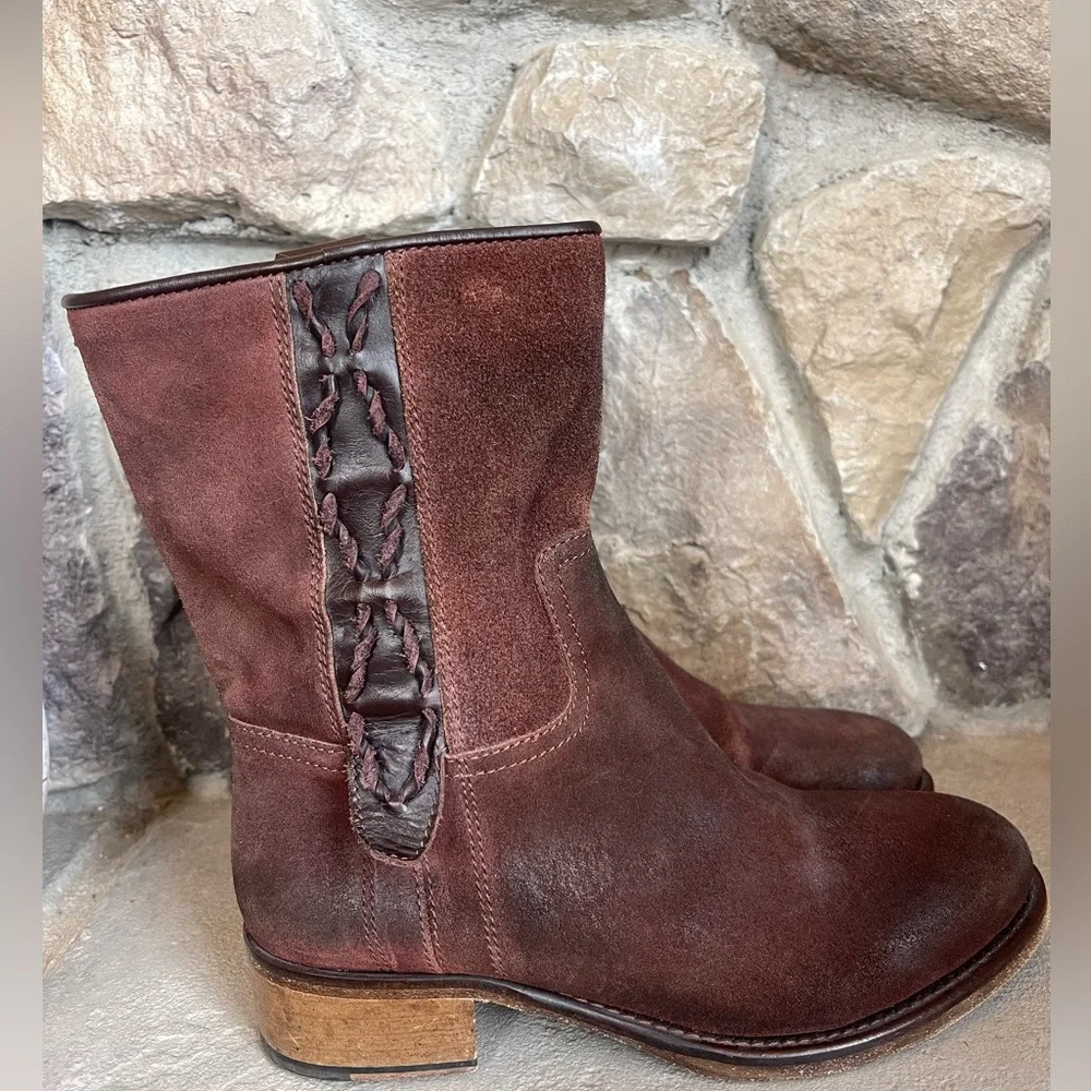 Brown Suede Leather Ankle boots Women's Engineer Moto Sz 36 5.5 Vero Cuoio Italy - Picture 2 of 11